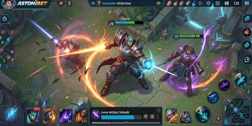 Tampilan gameplay menegangkan dalam arena MOBA ASTONBET.