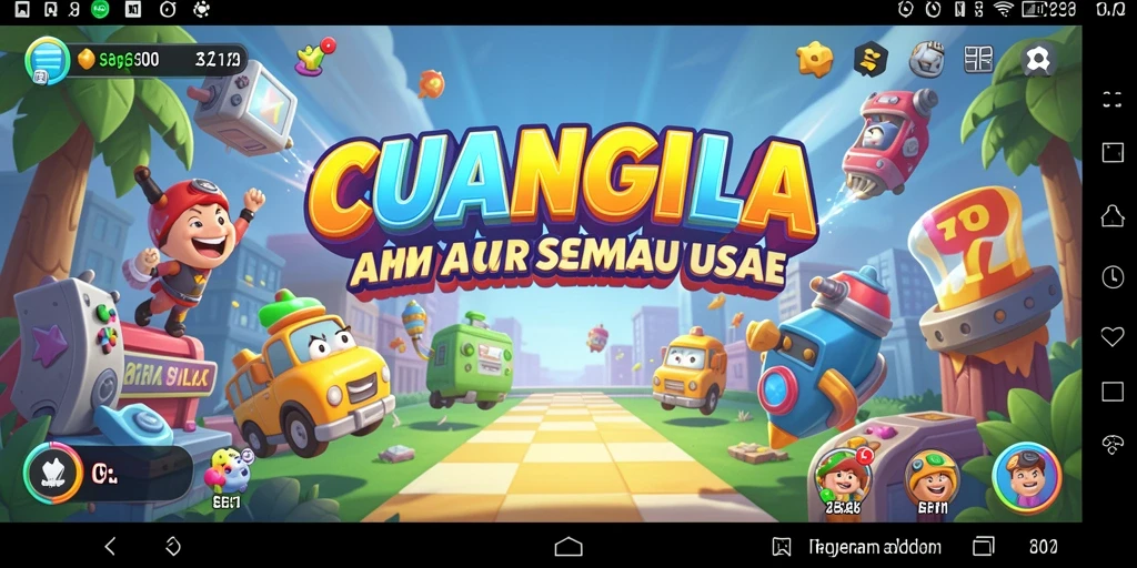 Tangkapan layar CUANGILA menunjukkan gameplay menantang dan karakter yang berwarna-warni.