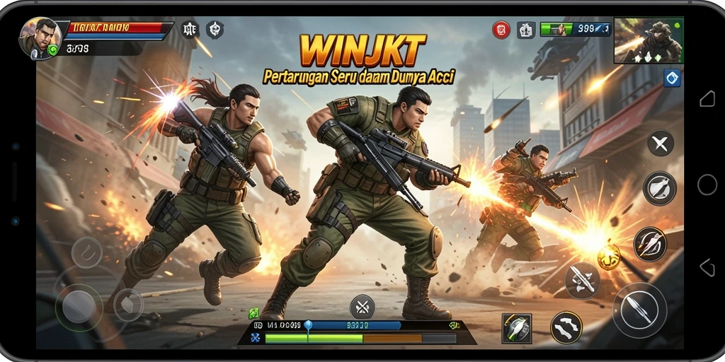 Tampilan gameplay WINJKT yang mendebarkan dan penuh aksi.